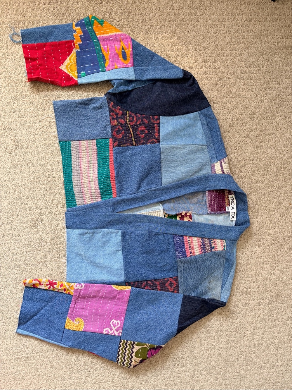 Tricia Fix Patchwork Denim Jacket with Multicolor Accents